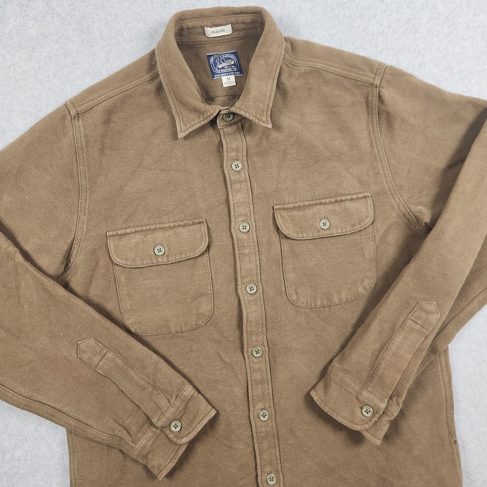 J.Crew Work Shirt Jacket Mens Medium Green Classic Fit Heavyweight Chamois K1202